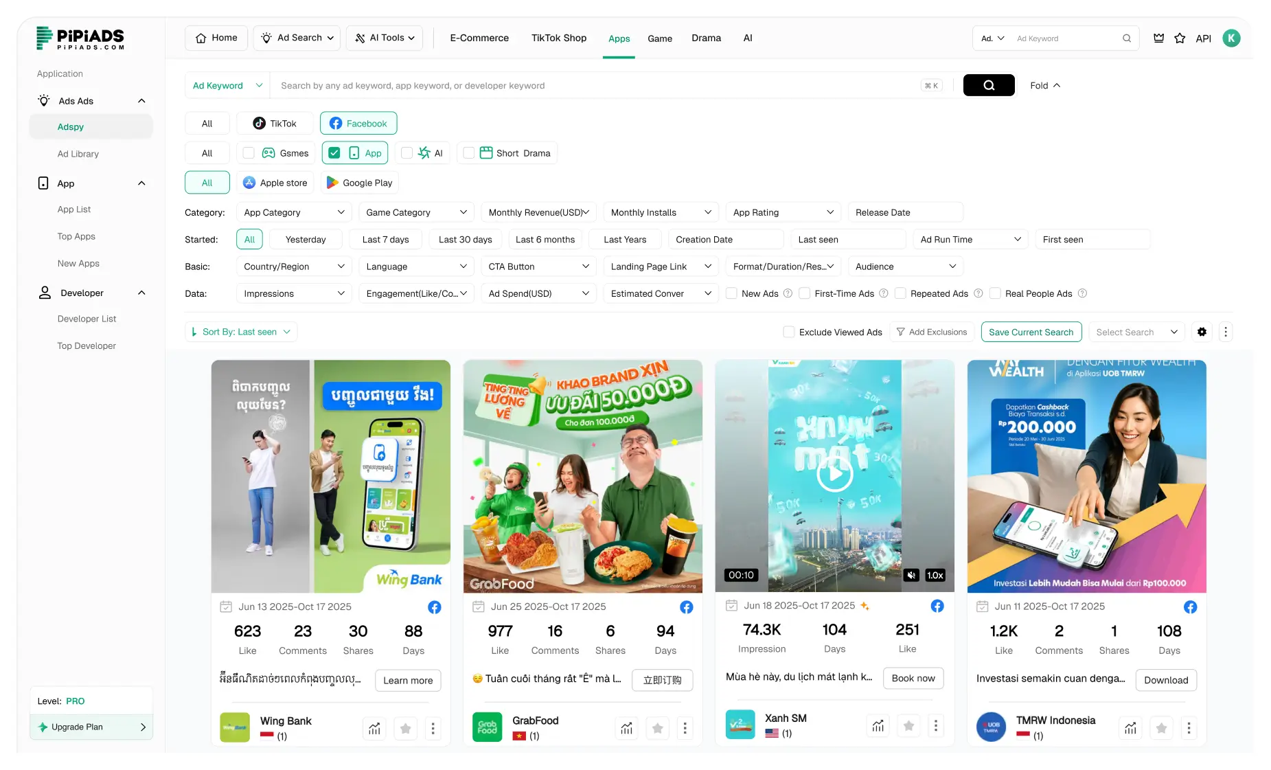 Publicités d'applications Facebook