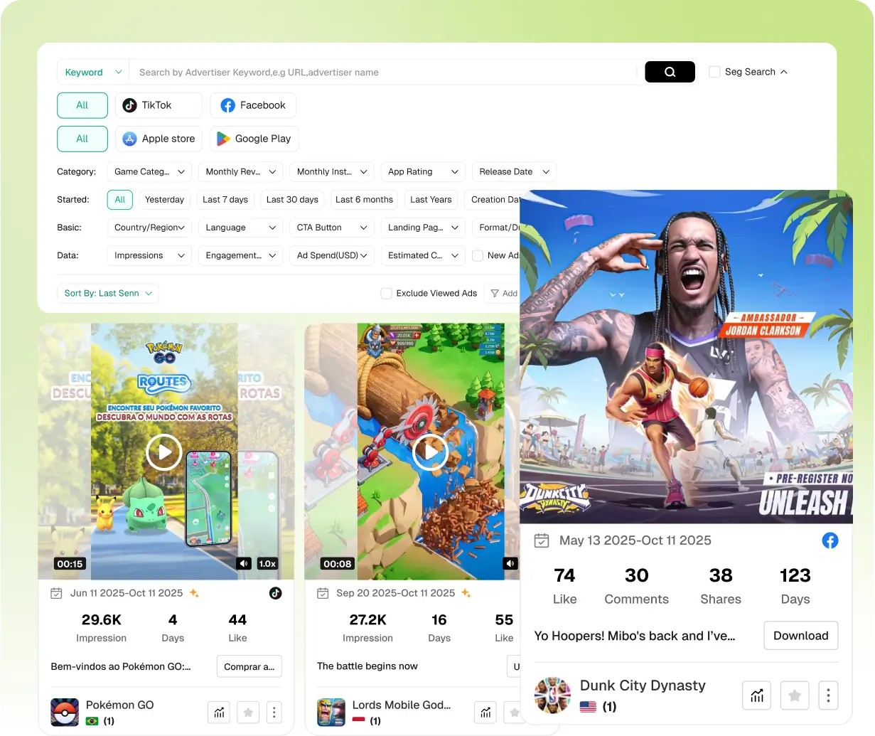 Temukan game populer melalui data iklan